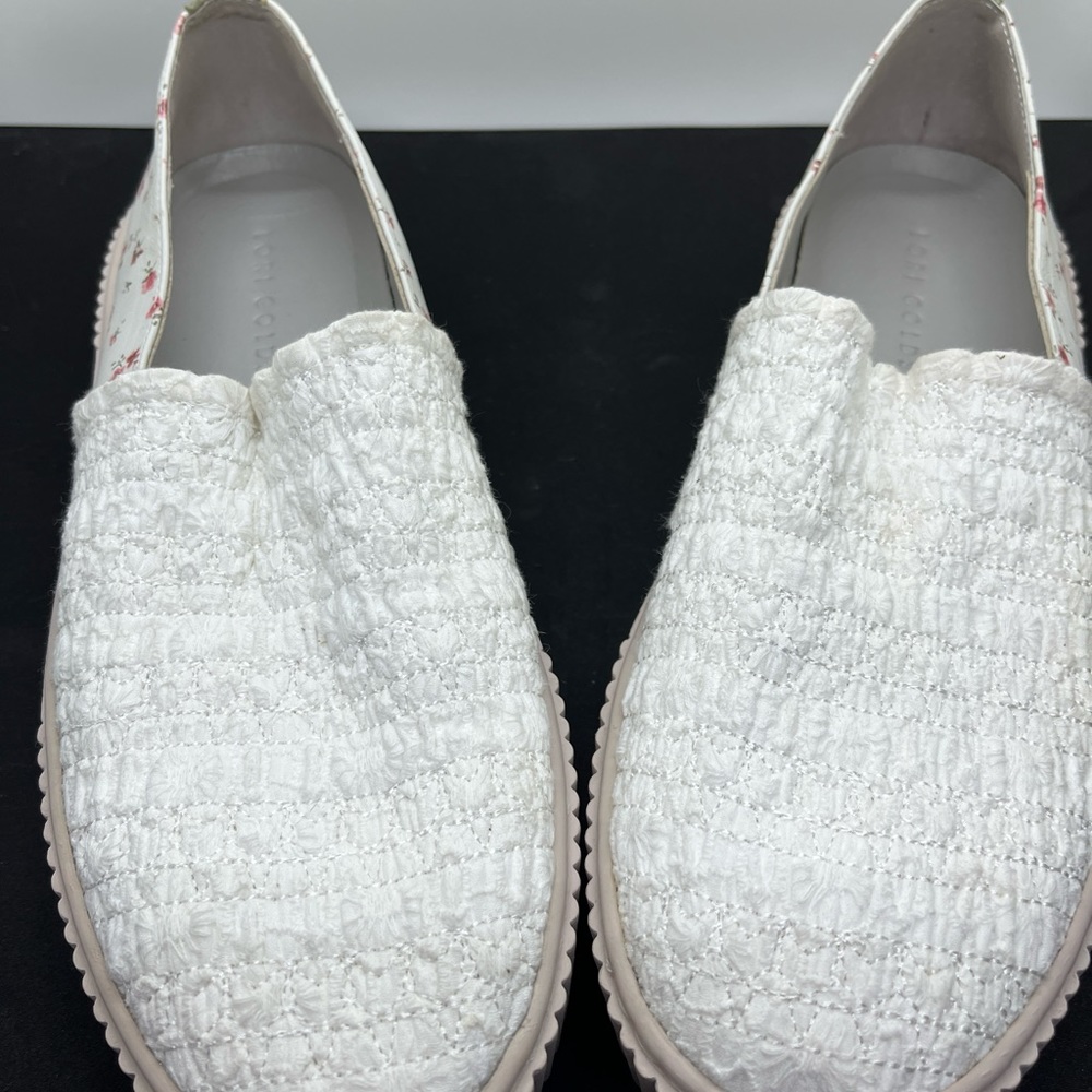Lori Goldstein Off White Eyelet Floral Sabrine Slip On Sneakers - Picture 7 of 9